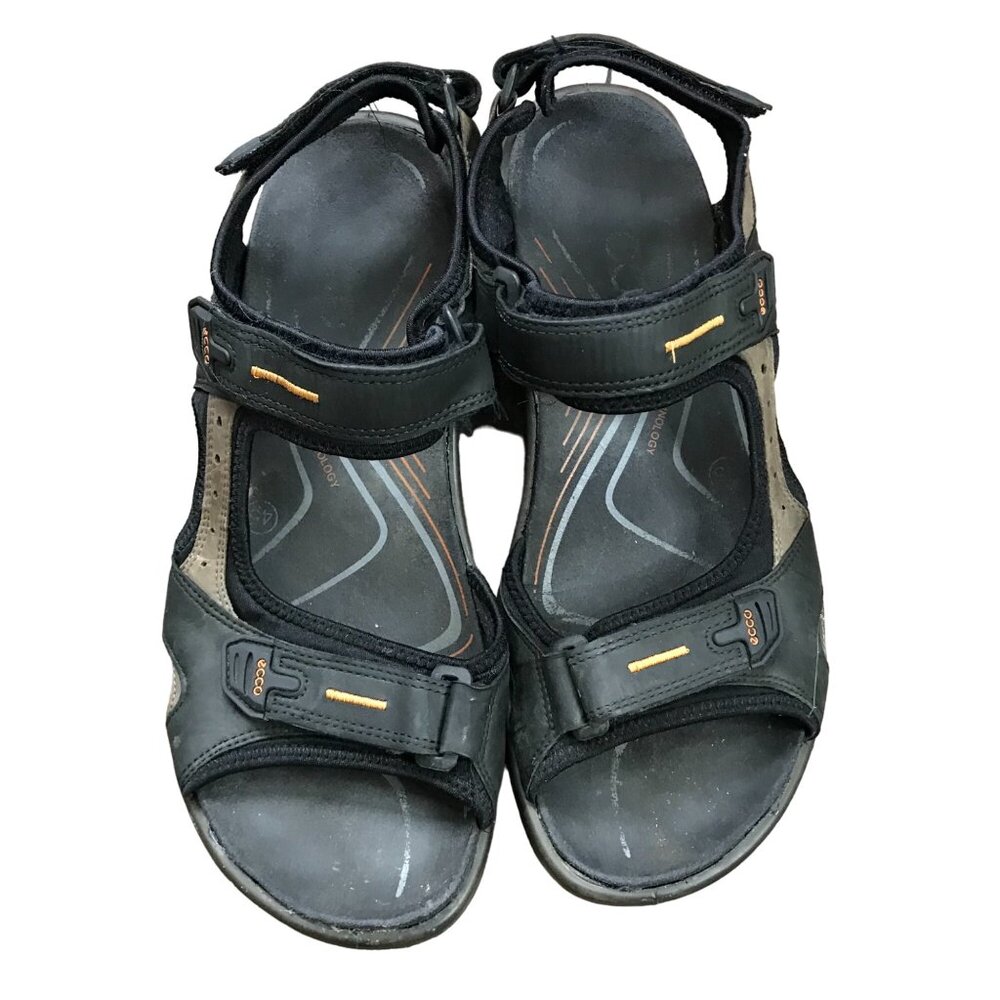 Ecco YUCATAN Sandals Mens Size 11/11.5 EU 45 Leather Outdoor Hiking Casual Black
